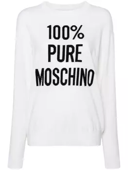 Moschino джемпер с надписью, нейтральный цвет