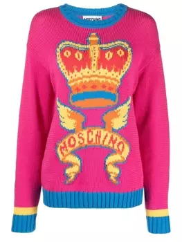 Moschino джемпер с узором, розовый