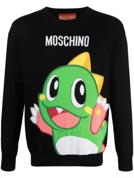 Moschino джемпер с жаккардовым логотипом, черный