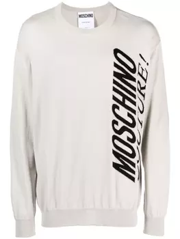 Moschino джемпер с жаккардовым логотипом, серый