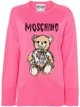 Moschino джемпер Teddy Bear вязки интарсия, розовый