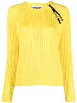 Moschino джемпер в рубчик с молнией, желтый