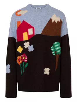 Moschino джемпер вязки интарсия, черный