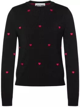 Moschino джемпер вязки интарсия с вышивкой, черный