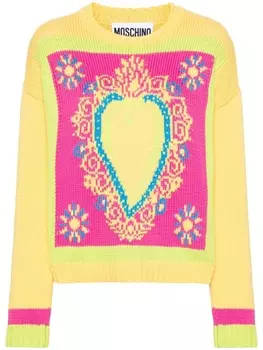 Moschino джемпер вязки интарсия, желтый