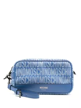 Moschino джинсовая косметичка с жаккардовым логотипом, синий