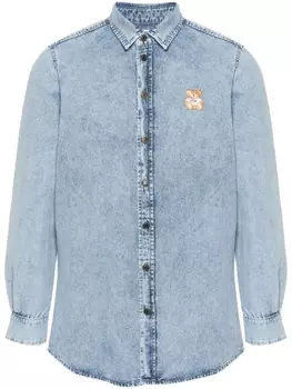 Moschino джинсовая рубашка с логотипом Teddy Bear, синий