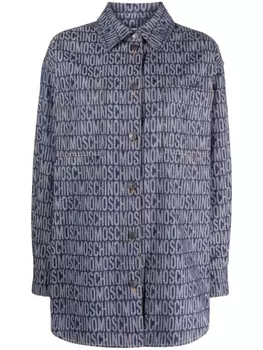 Moschino джинсовая рубашка с жаккардовым логотипом, синий