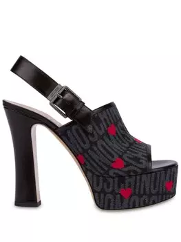 Moschino джинсовые босоножки с ремешком на пятке и логотипом, черный