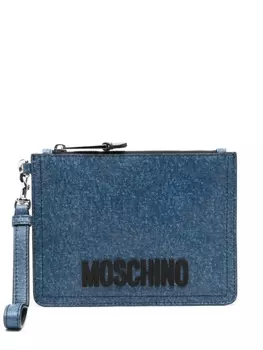 Moschino джинсовый клатч с логотипом, синий
