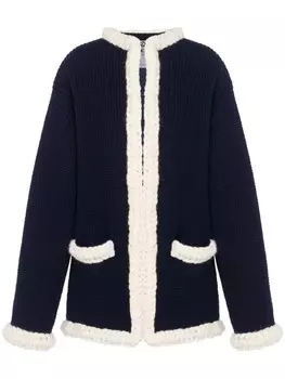 Moschino фактурный кардиган из вирджинской шерсти, синий