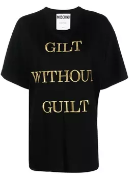 Moschino футболка Gilt Without Guilt с вышивкой, черный
