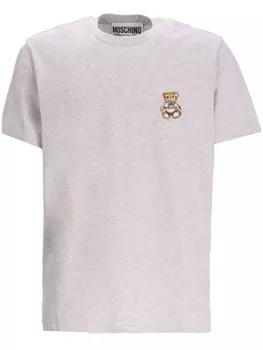 Moschino футболка из хлопка с аппликацией в виде плюшевого мишки, серый