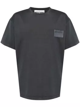 Moschino футболка из хлопка с нашивкой-логотипом, черный