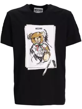 Moschino футболка из хлопка с принтом, черный