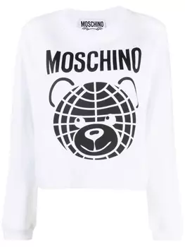 Moschino футболка из органического хлопка с принтом Teddy Bear, белый