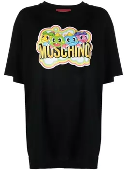 Moschino футболка из органического хлопка с принтом, черный