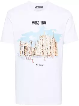 Moschino футболка с графичным принтом, белый