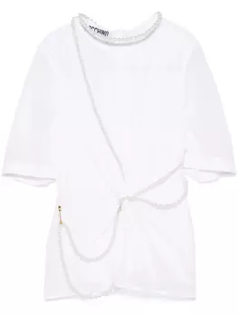 Moschino футболка с искусственным жемчугом, белый