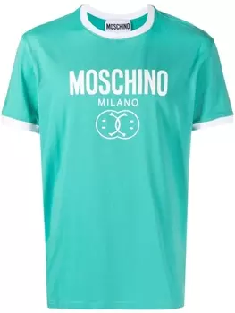 Moschino футболка с контрастной отделкой и логотипом, зеленый