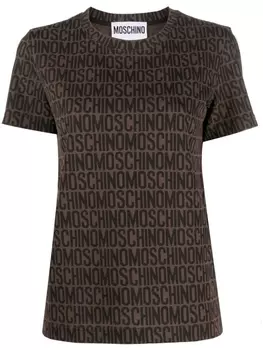 Moschino футболка с логотипом, коричневый
