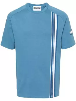 Moschino футболка с нашивкой в полоску, синий