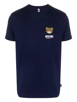 Moschino футболка с принтом Leo Teddy, синий