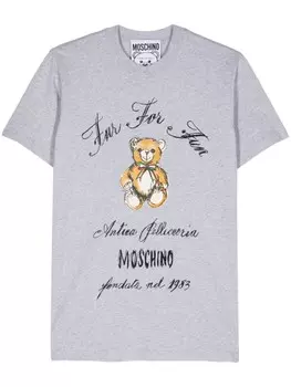 Moschino футболка с принтом плюшевого мишки, серый