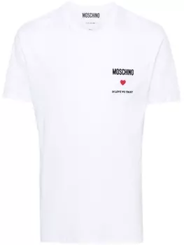 Moschino футболка с вышитым логотипом, белый