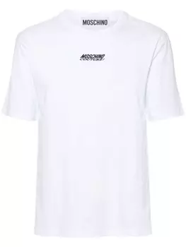 Moschino футболка с вышитым логотипом, белый
