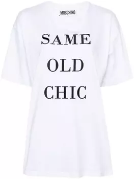 Moschino футболка с вышитым логотипом, белый