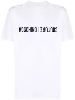 Moschino футболка с вышитым логотипом, белый