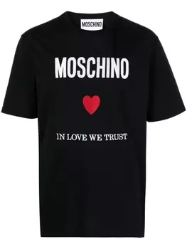 Moschino футболка с вышитым логотипом, черный