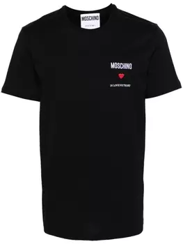 Moschino футболка с вышитым логотипом, черный