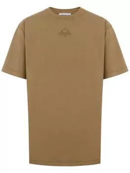 Moschino футболка с вышитым логотипом, коричневый