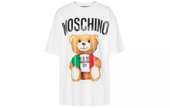MOSCHINO Футболка с заниженной линией плеч, белая, женская