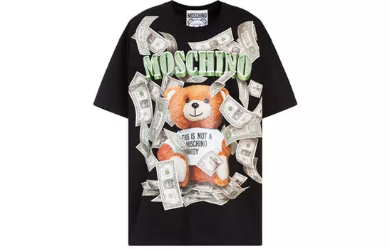 MOSCHINO Футболка с заниженной линией плеч, черная, женская