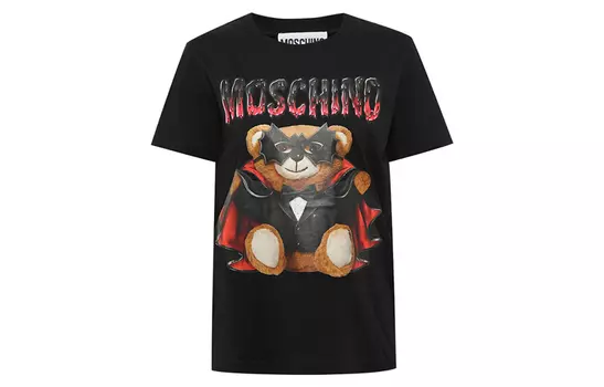 MOSCHINO Футболка женская, черная, обычная