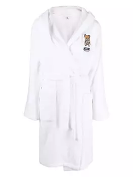 Moschino халат с декором Teddy Bear, белый