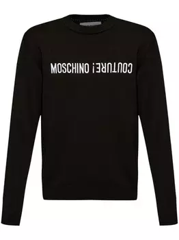 Moschino хлопковый свитер с вышитым логотипом, черный