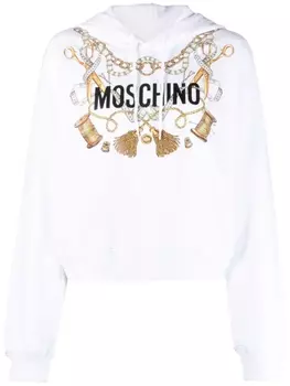 Moschino худи из органического хлопка с логотипом, белый