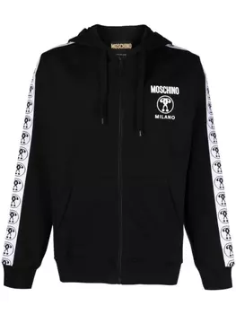 Moschino худи на молнии с логотипом, черный