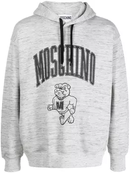 Moschino худи с кулиской и логотипом, серый
