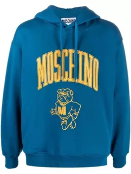 Moschino худи с кулиской и логотипом, синий