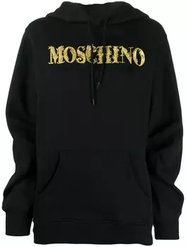Moschino худи с вышитым логотипом, черный