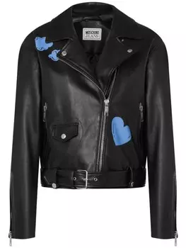 MOSCHINO JEANS байкерская куртка с графичным принтом, черный