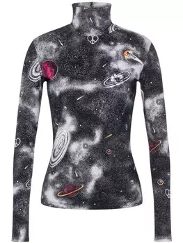 MOSCHINO JEANS блузка с высоким воротником и принтом, серый