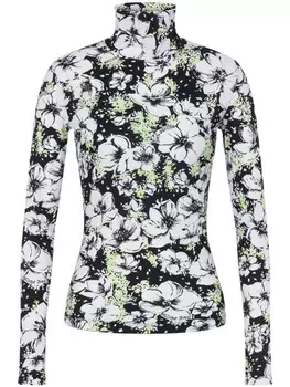 MOSCHINO JEANS блузка с высоким воротником и цветочным принтом, черный