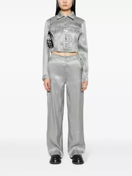 MOSCHINO JEANS брюки с завышенной талией, серебристый