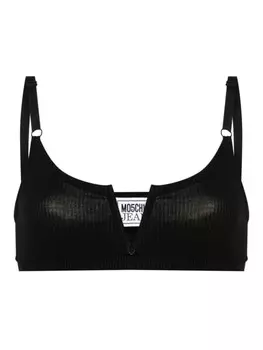 MOSCHINO JEANS бюстгальтер в рубчик с V-образной пряжкой, черный